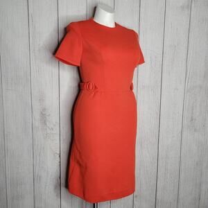 Vintage 70s California Sophoticates Orange Double Knit Polyester MCM Dress